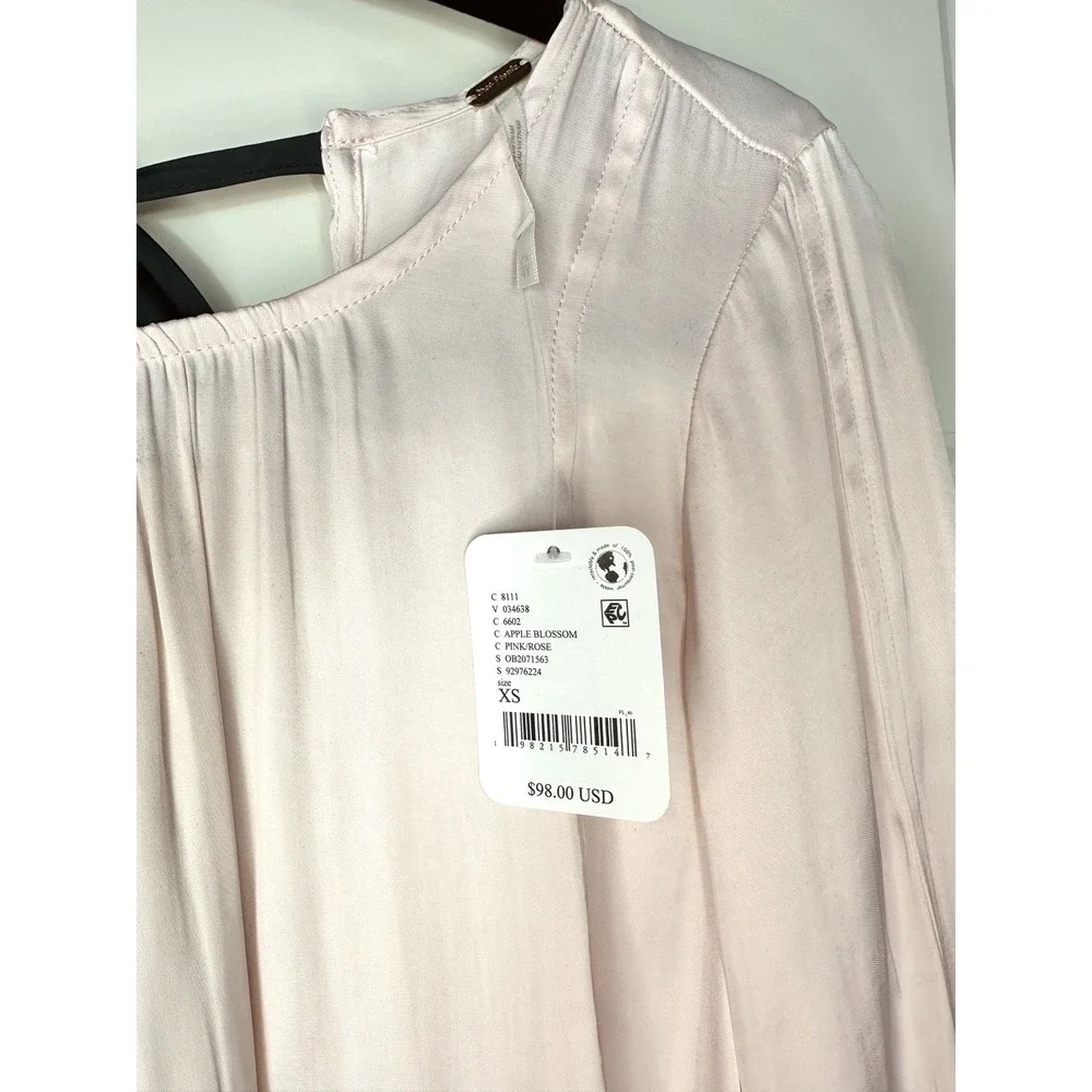 Free People Arabella Blouse Tie Back Pink Sz XS NWT Romantic Coquette Balletcore